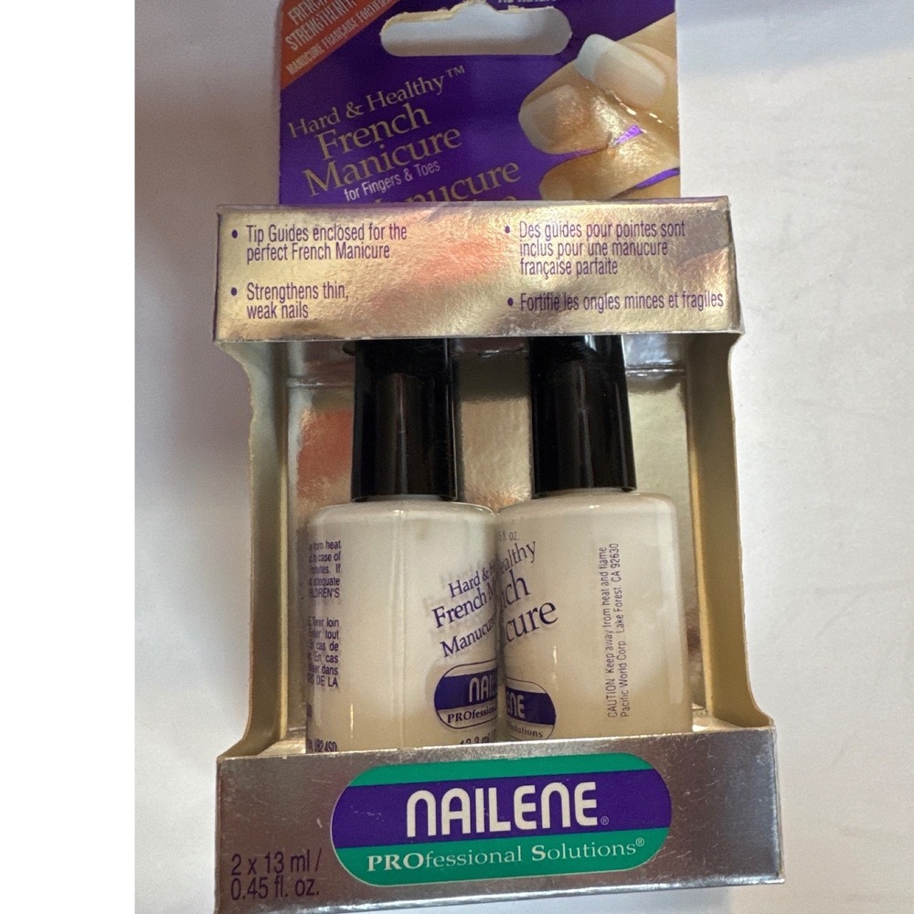 Nailene Hard & Healthy French Manicure Kit White & Pink Polish Tip Guides 66335